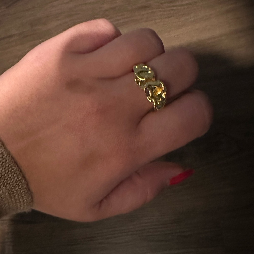 925 STERLING SILVER, GOLD-PLATED RESIZABLE UNIQUE STATEMENT RING